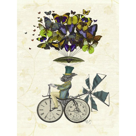 Art.com Time Flies Rabbit Art Print by Fab Funky, 24" x 32"