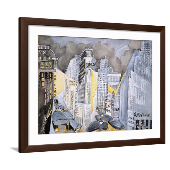 Art.com Times Square Art Print by Zelda Fitzgerald, Brown Frame Wall Art, 40" x 32"