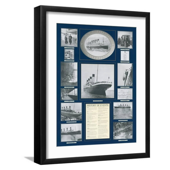 Art.com Titanic Poster Art Print by Father Francis Browne, Black Frame Wall Art, 17" x 21"