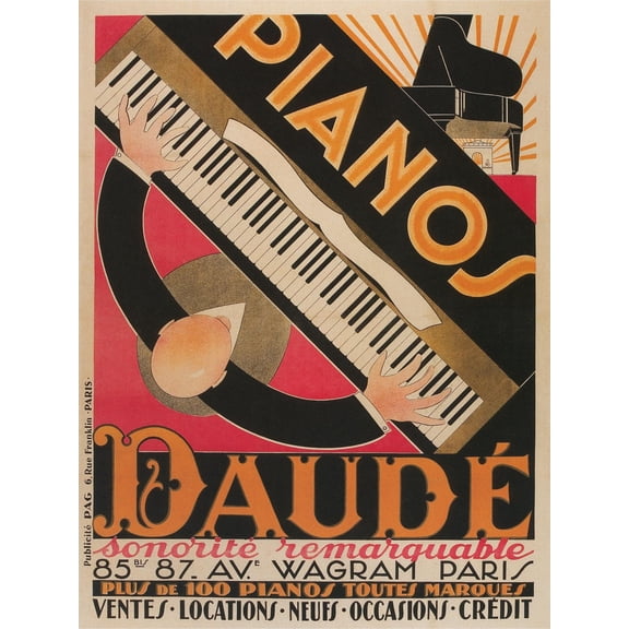 Art.com Top View of Piano Keyboard Art Print, 12" x 16"