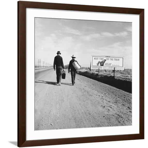 Art.com Toward Los Angeles, California Photo by Dorothea Lange, Brown Frame Wall Art, 38" x 38"