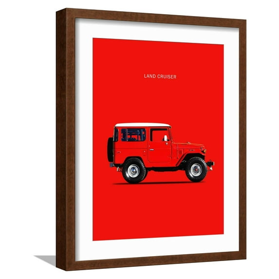 Art.com Toyota Land Cruiser FJ40 1977 Art Print by Mark Rogan, Brown Frame Wall Art, 17" x 21"