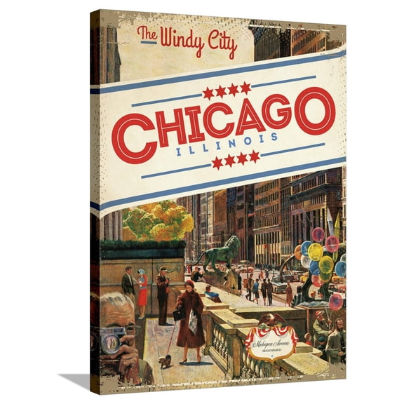 Art.com Travel Poster - Chicago Stretched Canvas Print Wall Art by The Saturday Evening Post, 24" x 32"
