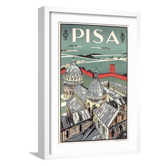 Art.com Travel Poster for Pisa Art Print, White Frame Wall Art, 17" x 23"