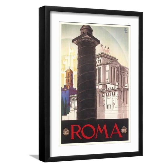 Art.com Travel Poster for Rome Art Print, Black Frame Wall Art, 17" x 23"