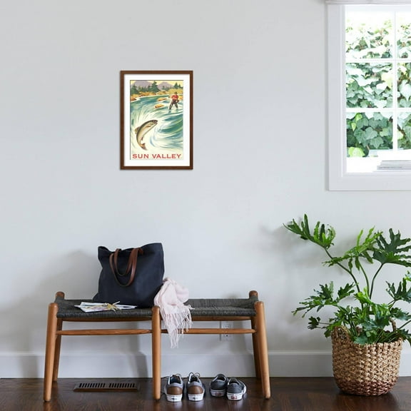 Art.com Travel Poster for Sun Valley Art Print, Brown Frame Wall Art, 17" x 23"