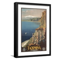 Art.com Travel Poster for Taormina Art Print, Black Frame Wall Art, 17" x 23"
