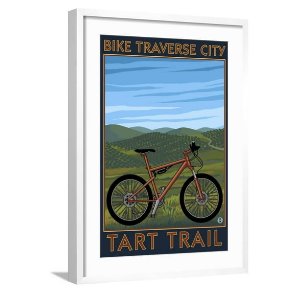 Art.com Traverse City, Michigan - Bike Tart Trail Art Print by Lantern Press, White Frame Wall Art, 21" x 29"
