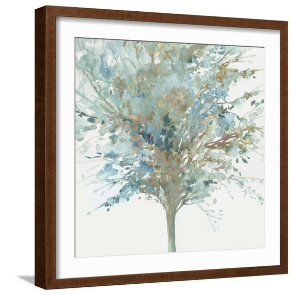 Art.com Tree Teal I Art Print by Allison Pearce, Brown Frame Wall Art, 21" x 21"