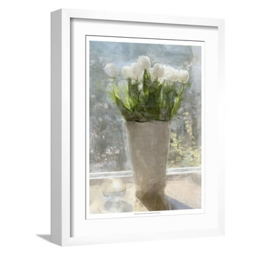 Art.com Tulips in the Sun Art Print by Noah Bay, White Frame Wall Art, 17" x 21"