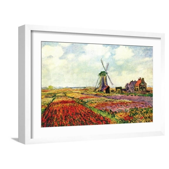 Art.com Tulips of Holland Art Print by Claude Monet, White Frame Wall Art, 23" x 17"
