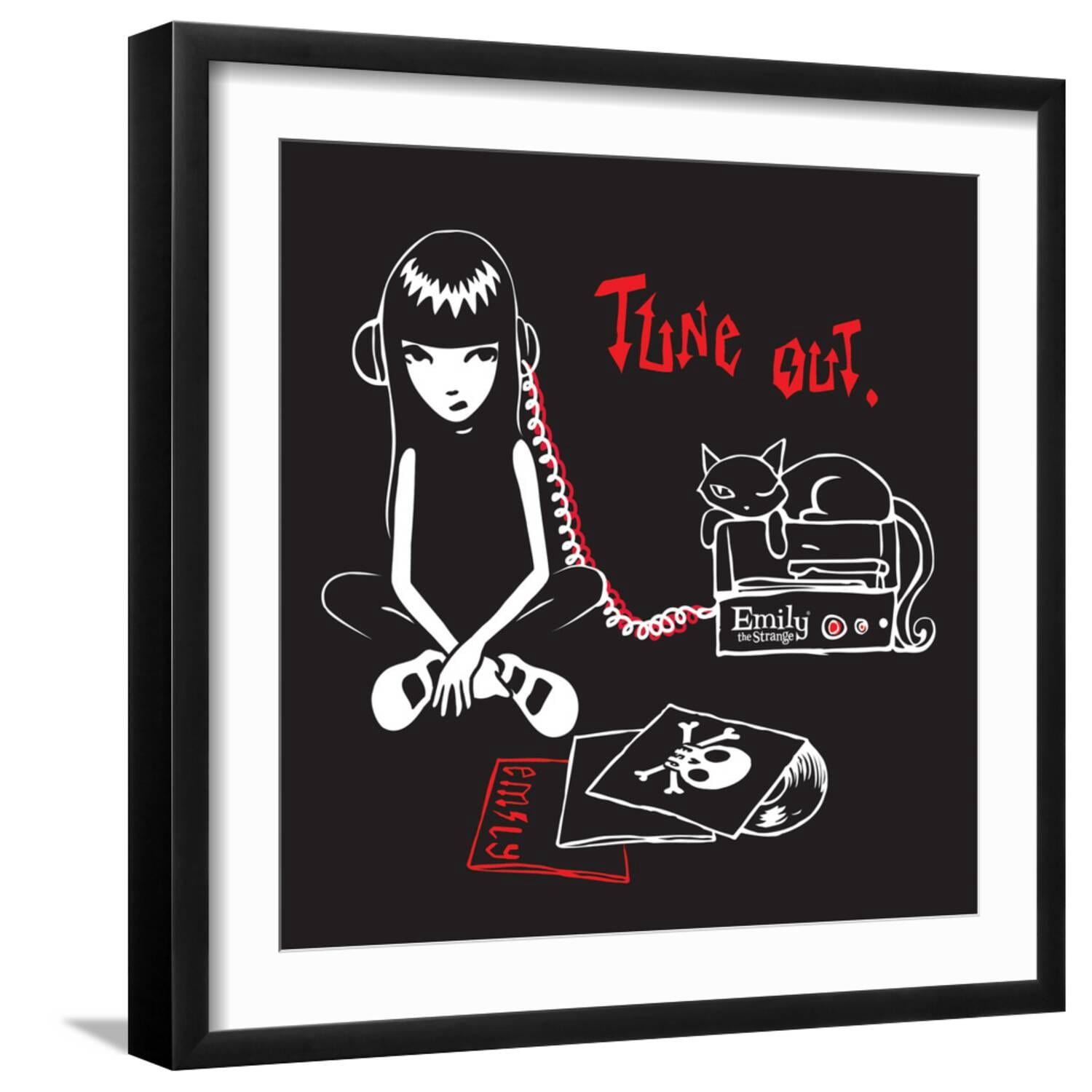 Art.com Tune Out Premium Giclee Print by Emily the Strange, Black