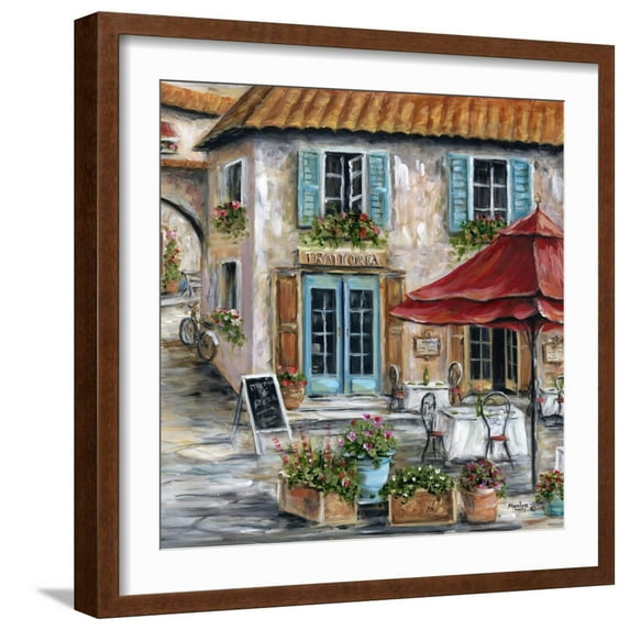 Art.com Tuscan Trattoria Art Print by Marilyn Dunlap, Brown Frame Wall Art, 21" x 21"