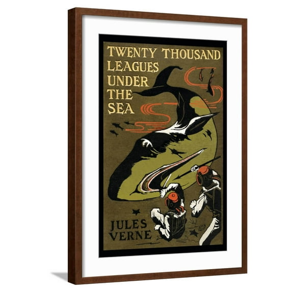 Art.com Twenty Thousand Leagues Under The Sea Art Print, Brown Frame Wall Art, 21" x 29"