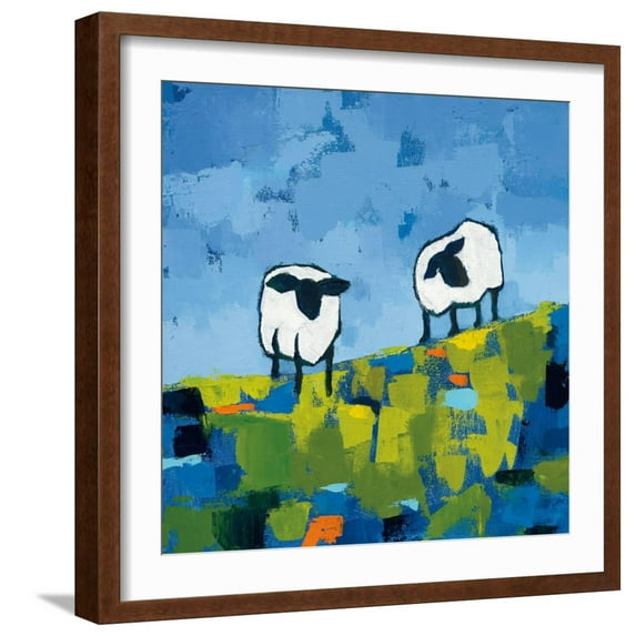 Art.com Two Sheep Art Print by Phyllis Adams, Brown Frame Wall Art, 21" x 21"