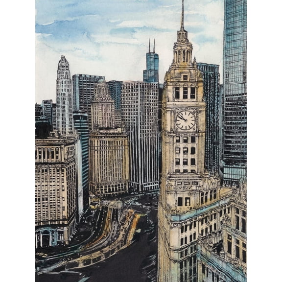 Art.com US Cityscape-Chicago Art Print by Melissa Wang, 12" x 16"