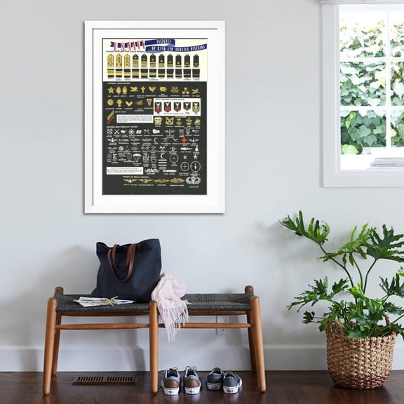Art.com US Navy Rank and Service Insignia Art Print, White Frame Wall Art, 32" x 44"