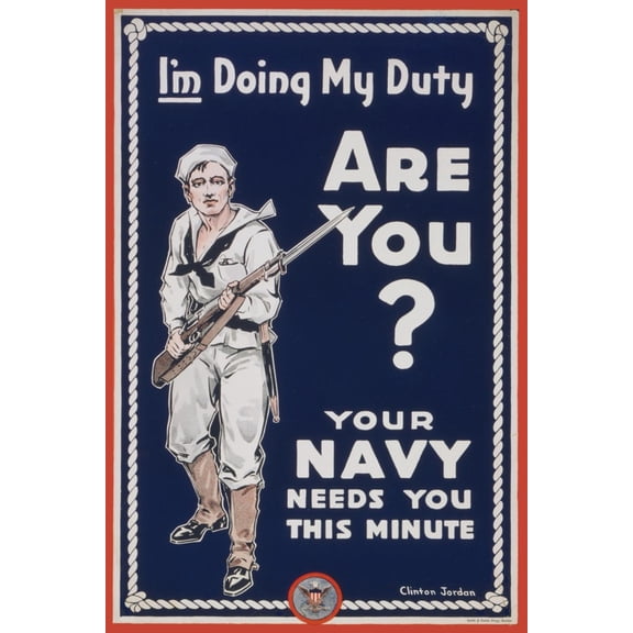 Art.com US Navy Vintage Poster - I'm Doing My Duty Art Print by Lantern Press, 24" x 36"