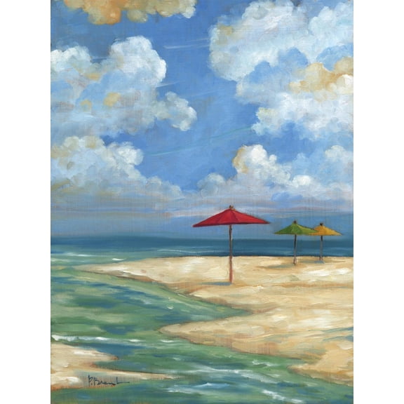 Art.com Umbrella Beachscape I Art Print by Paul Brent, 12" x 16"