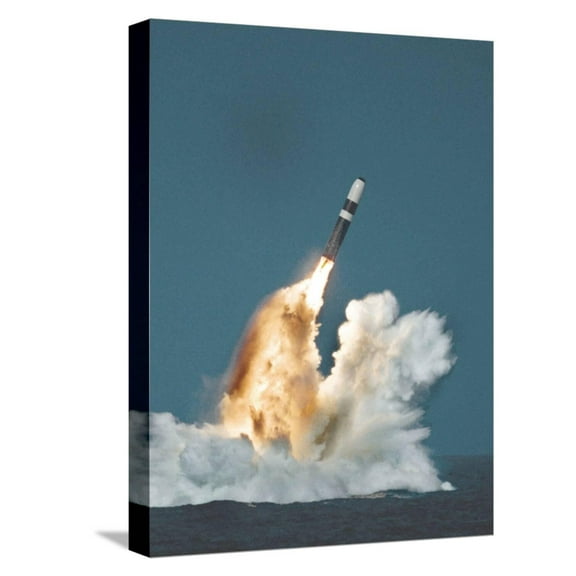 Art.com Underwater Launch of a Trident Ballistic Missile from a Submarine Stretched Canvas Print Wall Art, 12" x 16"