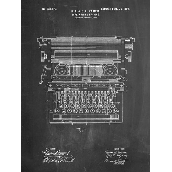 Art.com Underwood Typewriter Patent Art Print by Cole Borders, 12" x 16"