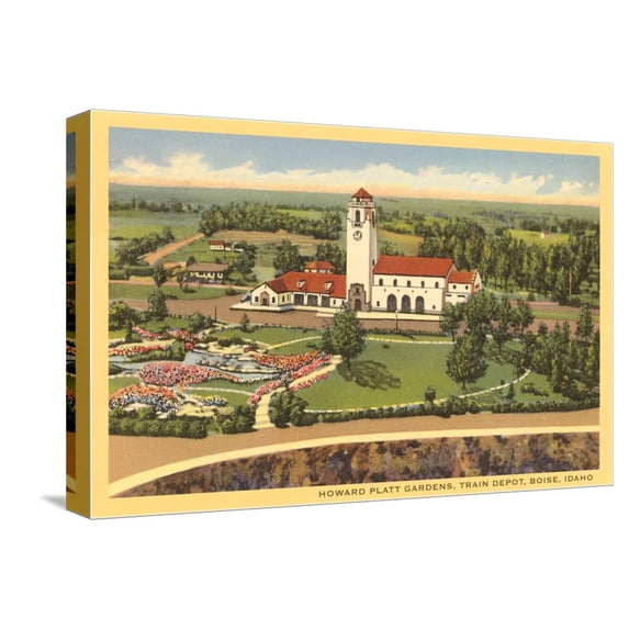 Art.com Union Pacific Depot, Boise, Idaho Stretched Canvas Print Wall Art, 18" x 12"