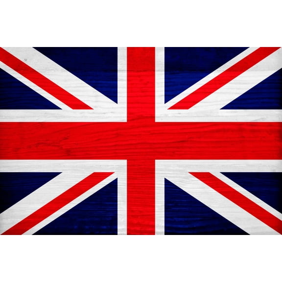 Art.com United Kingdom Flag Design with Wood Patterning - Flags of the World Series Art Print by Philippe Hugonnard, 24" x 16"