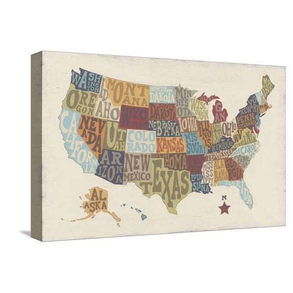 Art.com United State Signs Stretched Canvas Print Wall Art by Erica J^ Vess, 18" x 12"