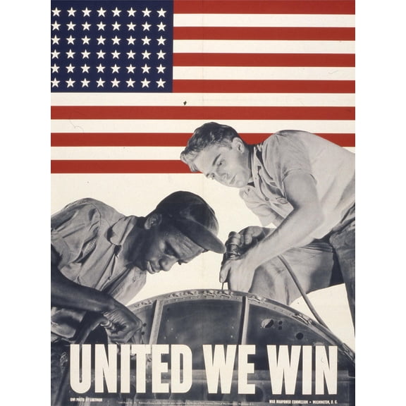 Art.com United We Win, US Propaganda Poster Giclee Print, 12" x 16"