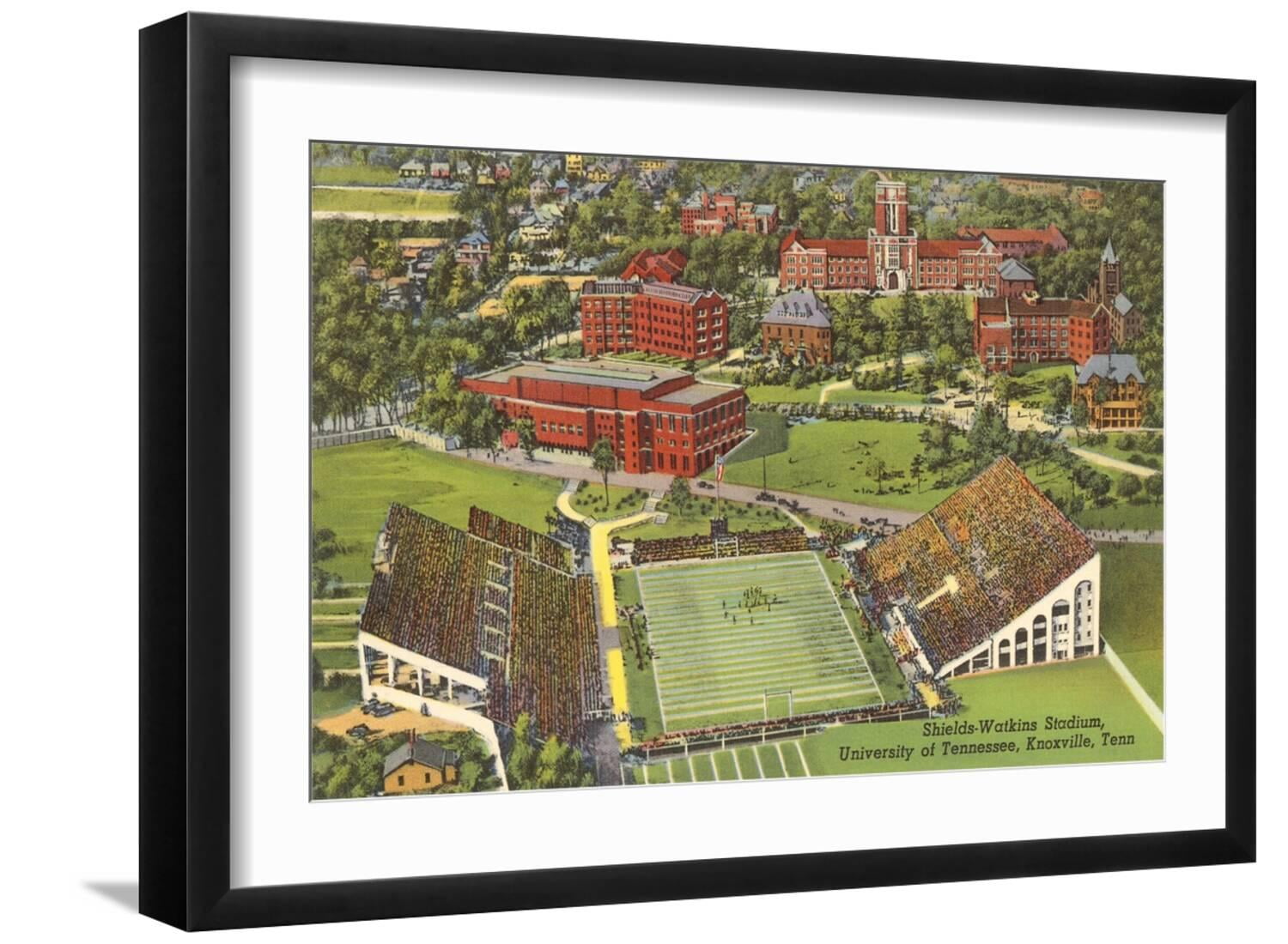 Art.com University Stadium, Knoxville, Tennessee Art Print, Brown Frame  Wall Art, 44\, image size:1500x1100