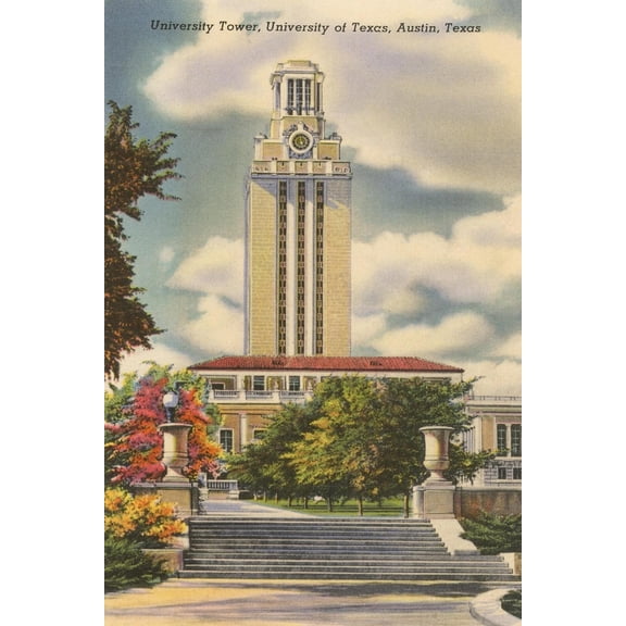 Art.com University Tower, Austin, Texas Art Print, 12" x 18"