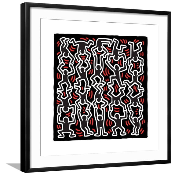 Art.com Untitled Pop Art Giclee Print by Keith Haring, Black Frame Wall Art, 29" x 29"