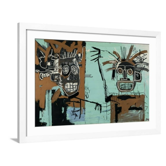 Art.com Untitled (Two Heads on Gold) 1982 Giclee Print by Jean-Michel Basquiat, White Frame Wall Art, 44" x 32"