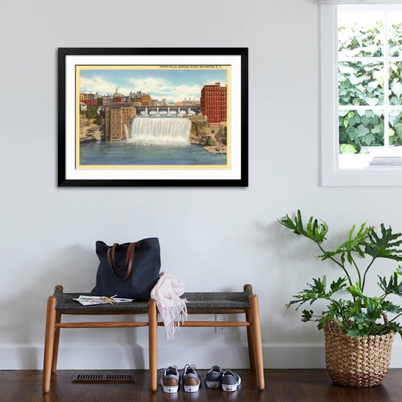 Art.com Upper Falls, Genesee River, Rochester, New York Art Print, Black Frame Wall Art, 44" x 32"