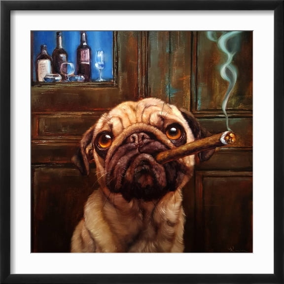 Art.com Uptown Pug Art Print by Lucia Heffernan, Black Frame Wall Art, 21" x 21"