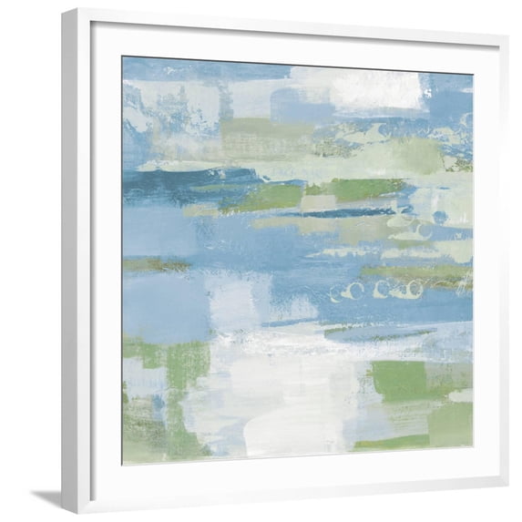 Art.com Urban Walkway II Blue and Green Art Print by Silvia Vassileva, White Frame Wall Art, 29" x 29"