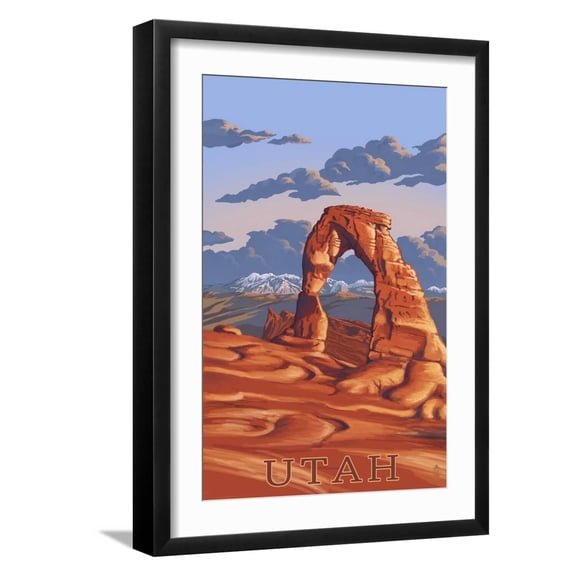 Art.com Utah - Delicate Arch Art Print by Lantern Press, Black Frame Wall Art, 17" x 23"