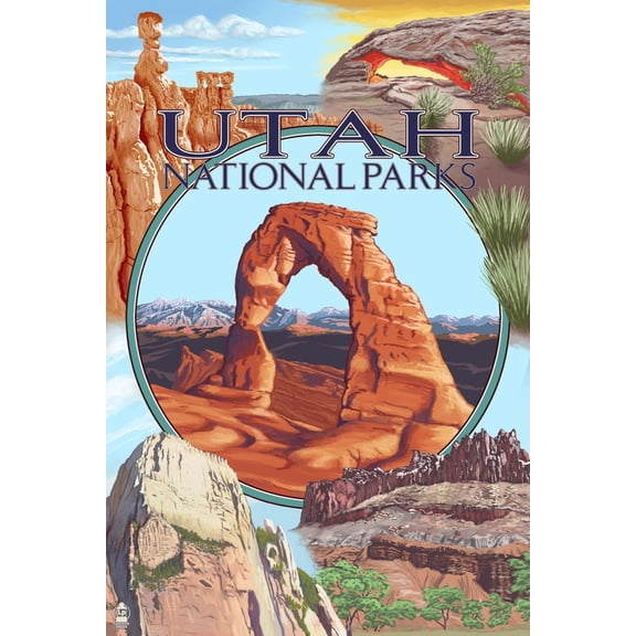 Art.com Utah National Parks - Delicate Arch Center Art Print by Lantern Press, 12" x 18"