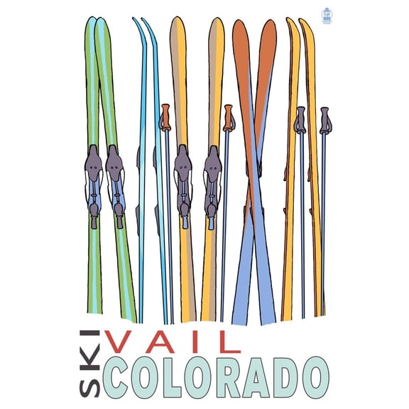 Art.com Vail, CO - Skis in Snow Art Print by Lantern Press, 12" x 18"