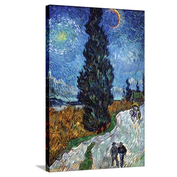 Art.com Van Gogh - Country Road in Provence by Night Stretched Canvas Print Wall Art by Vincent van Gogh, 24" x 36"