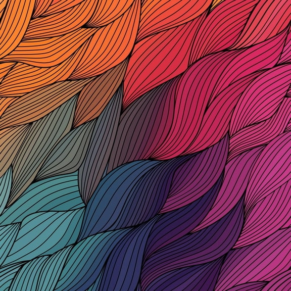 Art.com Vector Abstract Hand-Drawn Waves Texture, Wavy Background. Colorful Waves Backdrop. Art Print by Markovka, 30" x 30"