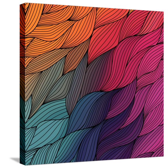 Art.com Vector Abstract Hand-Drawn Waves Texture, Wavy Background. Colorful Waves Backdrop. Stretched Canvas Print Wall Art by Markovka, 24" x 24"