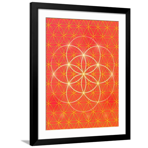 Art.com Vector Geometric Background Is. Bright Pattern. Sacred Geometry, Flower of Life. Art Print by An Vino, Black Frame Wall Art, 32" x 40"