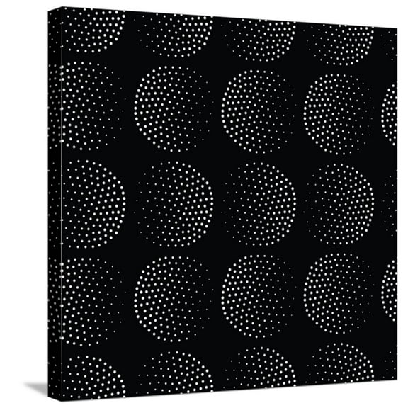 Art.com Vector Geometric Seamless Pattern. Repeating Abstract Circles Gradation in Black and White. Modern Stretched Canvas Print Wall Art by Softulka, 24" x 24"