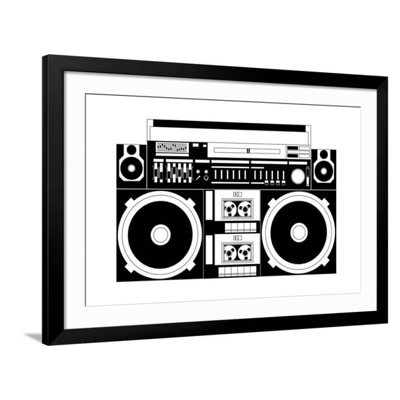 Art.com Vector Image of a Classic Boombox Art Print by Chisnikov, Black Frame Wall Art, 44" x 32"