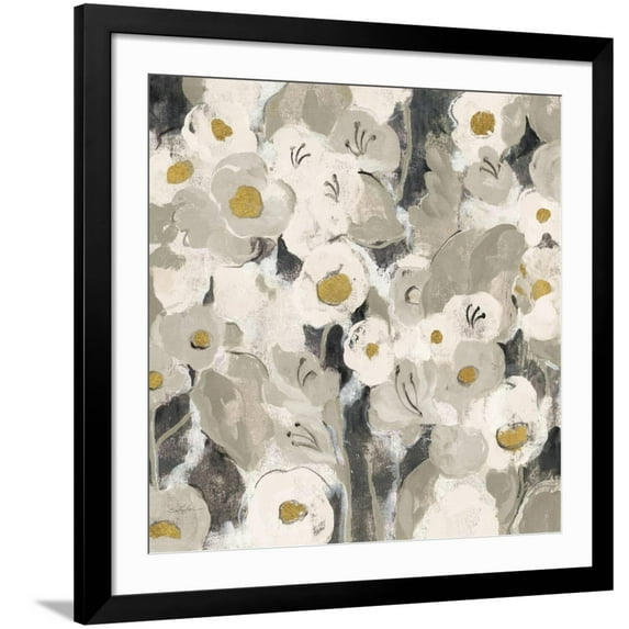 Art.com Velvety Florals Neutral III Art Print by Silvia Vassileva, Black Frame Wall Art, 38" x 38"