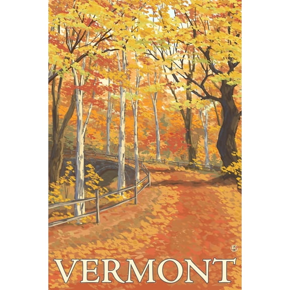 Art.com Vermont, Fall Colors Scene Art Print by Lantern Press, 16" x 24"
