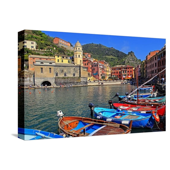 Art.com Vernazza, Italian Riviera, Cinque Terre, UNESCO World Heritage Site, Liguria, Italy, Europe Stretched Canvas Print Wall Art by Hans-Peter Merten, 18" x 12"