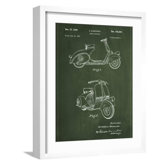 Art.com Vespa Art Print by Patent, White Frame Wall Art, 17" x 21"