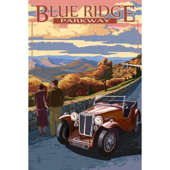 Art.com Viaduct Scene at Sunset - Blue Ridge Parkway Art Print by Lantern Press, 12" x 18"